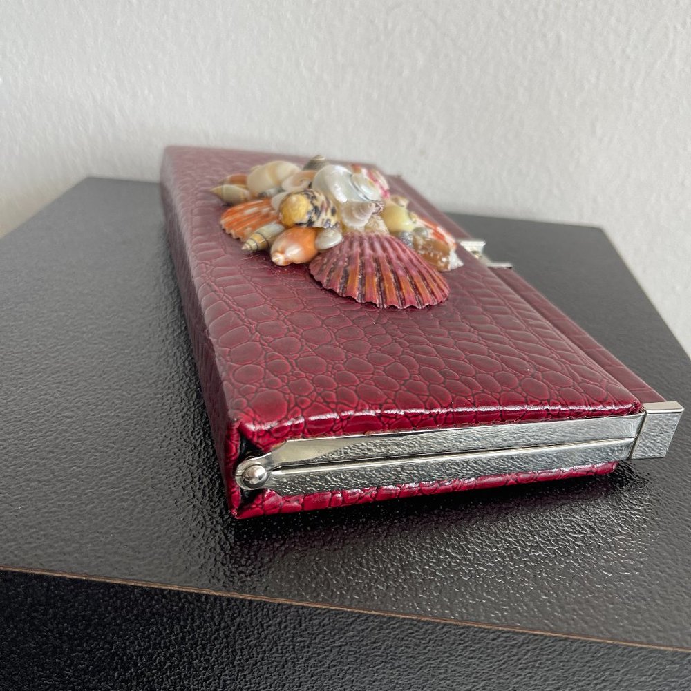 SEA GEM ART Evening clutch Red leather shells - Picture 8 of 14